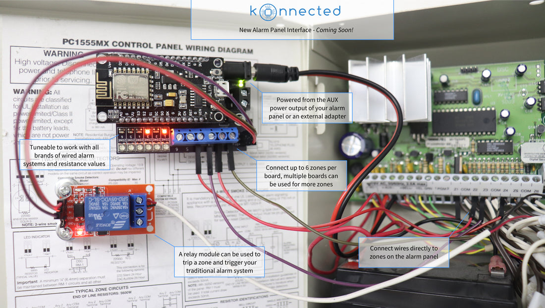 New Product! Konnected Alarm Panel INTERFACE connects in parallel to an existing wired alarm system