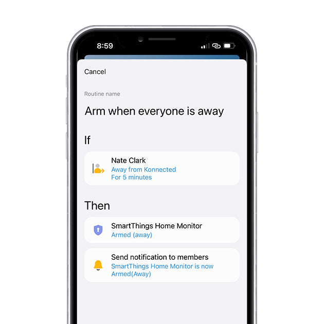 Presence-based arming and disarming. Geofencing with SmartThings. Automatic arming and disarming smart home smart alarm